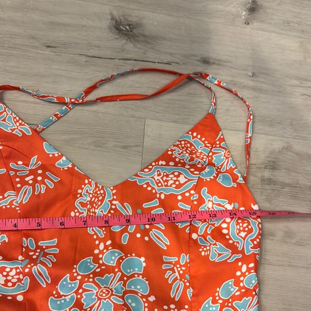 Cupshe Orange and Teal Cut out back strappy Sleeveless Maxi Sundress - Picture 4 of 11